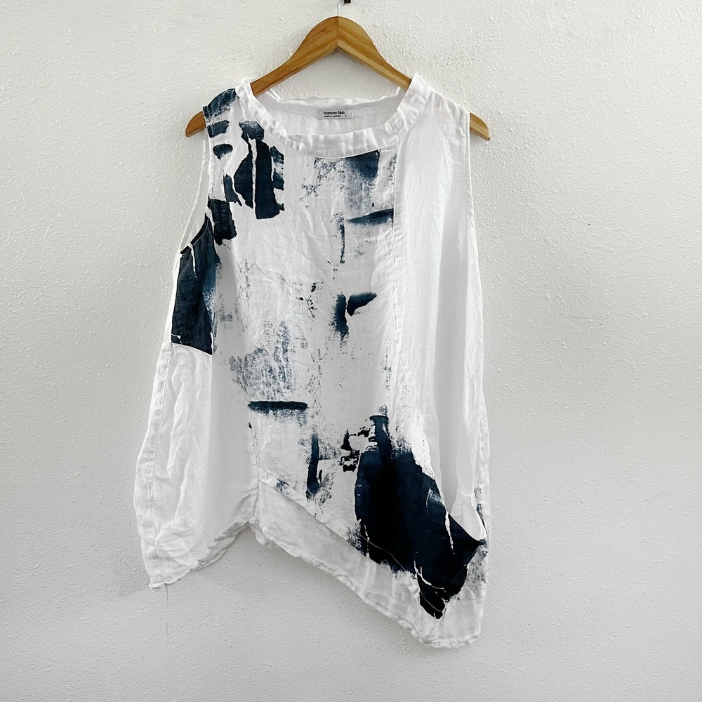 BANANA BLUE 100% Linen Asymmetrical Tunic Size Large